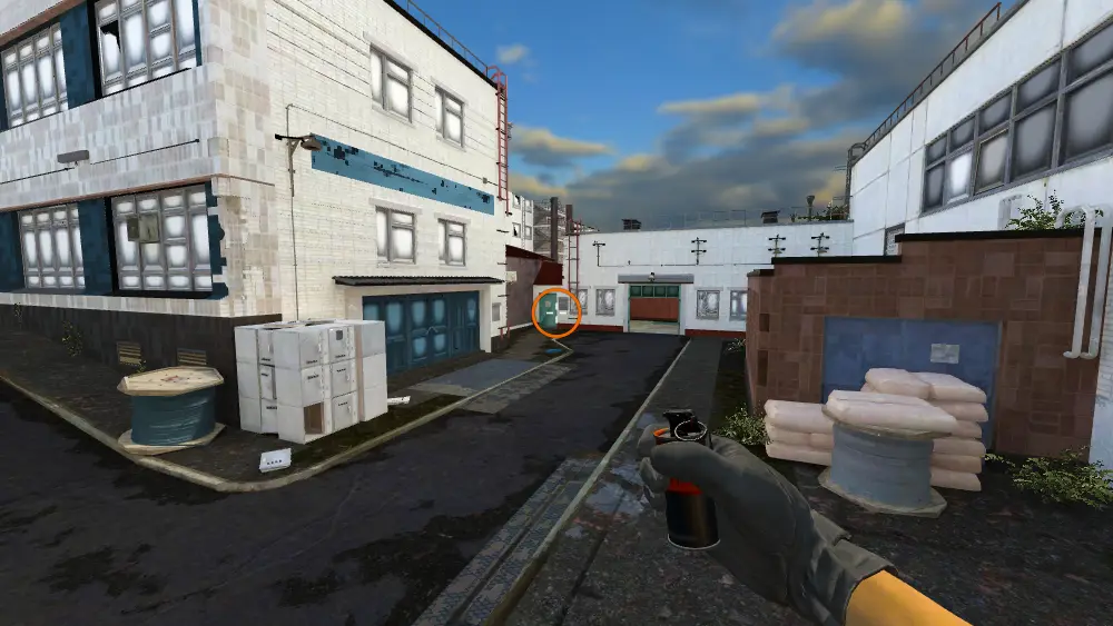 Standing on the Connector spot on Cache, the aim mark on the point this molotov is thrown at.