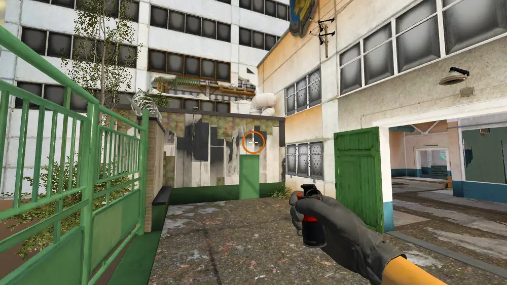 Standing on the Sun Room spot on Cache, the aim mark on the point this smoke is thrown at.