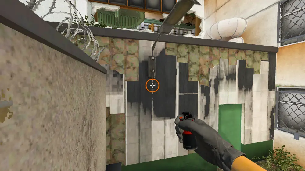 Standing on the Sun Room spot on Cache, the aim mark on the point this molotov is thrown at.