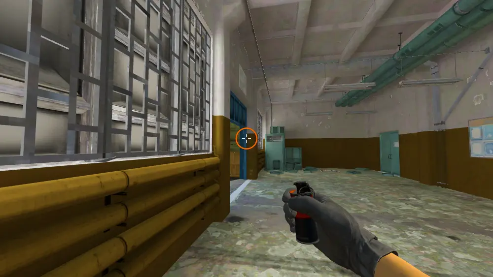 Standing on the A Main spot on Cache, the aim mark on the point this molotov is thrown at.