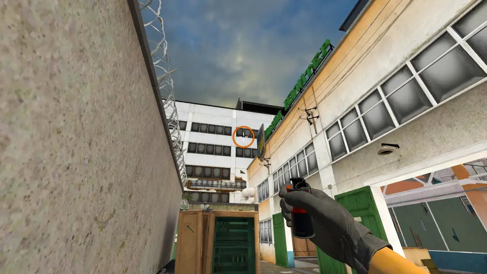 Standing on the Sun Room spot on Cache, the aim mark on the point this smoke is thrown at.