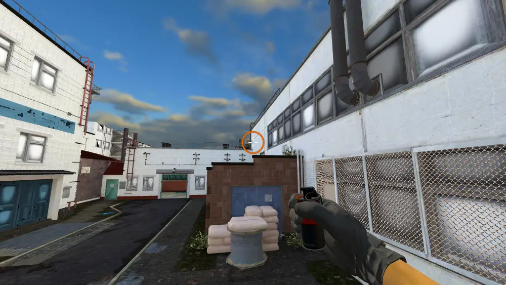 Standing on the Connector spot on Cache, the aim mark on the point this smoke is thrown at.