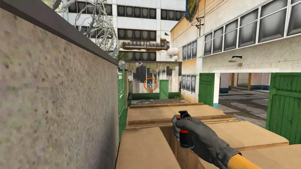 Standing on the Sun Room spot on Cache, the aim mark on the point this molotov is thrown at.