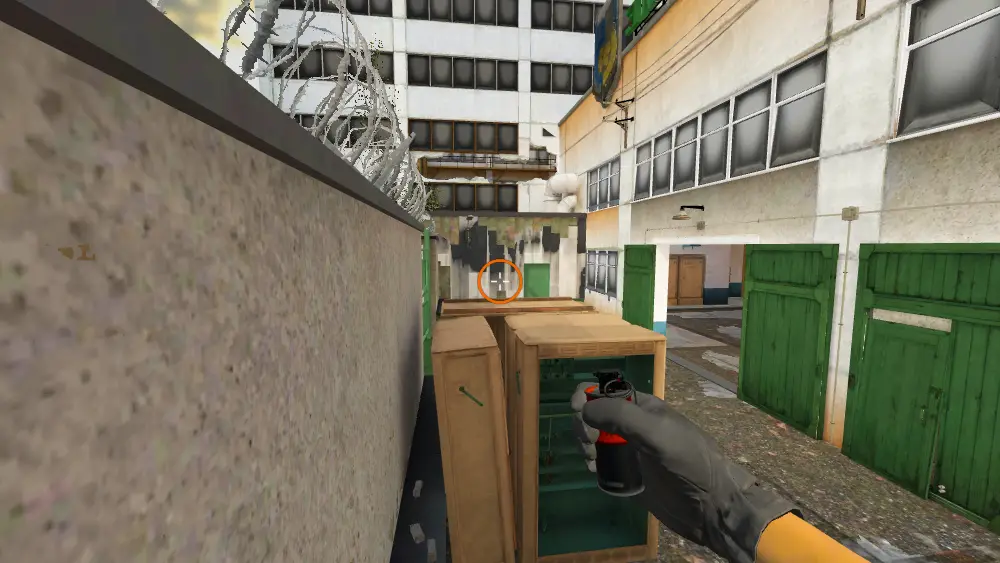 Standing on the Sun Room spot on Cache, the aim mark on the point this molotov is thrown at.