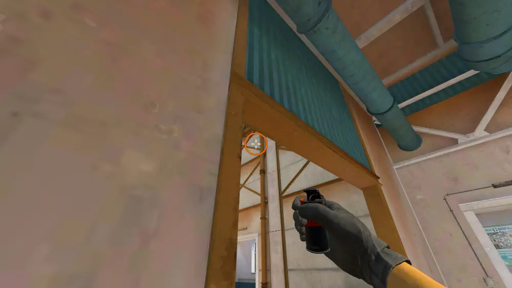 Standing on the B Main spot on Cache, the aim mark on the point this smoke is thrown at.