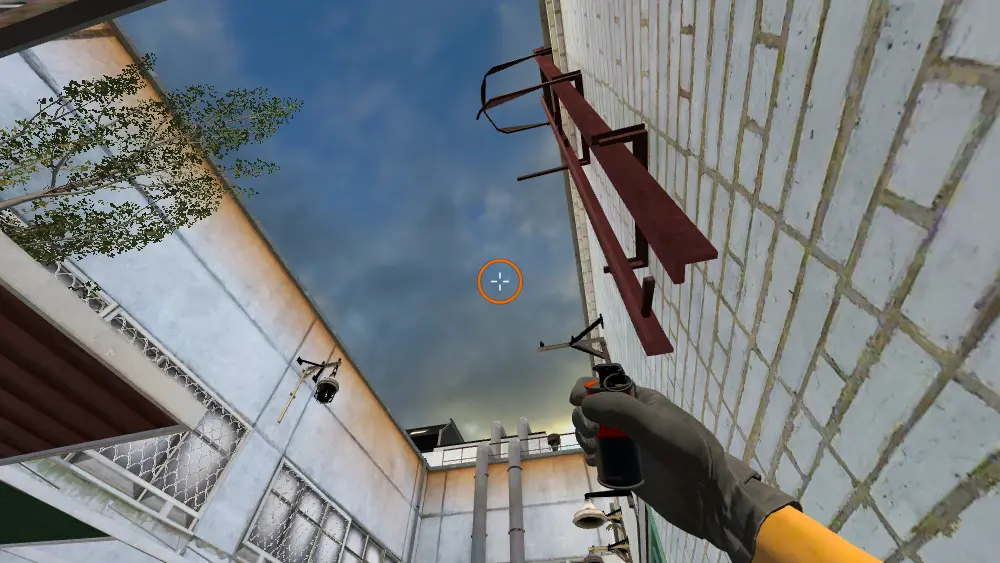 Standing on the Garbage spot on Cache, the aim mark on the point this smoke is thrown at.