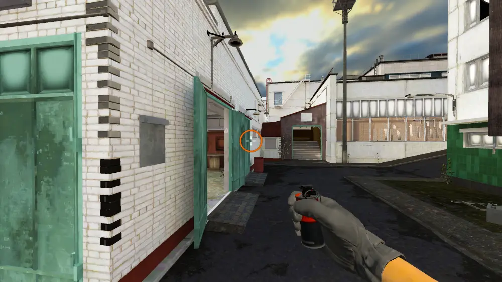 Standing on the Truck spot on Cache, the aim mark on the point this flash is thrown at.