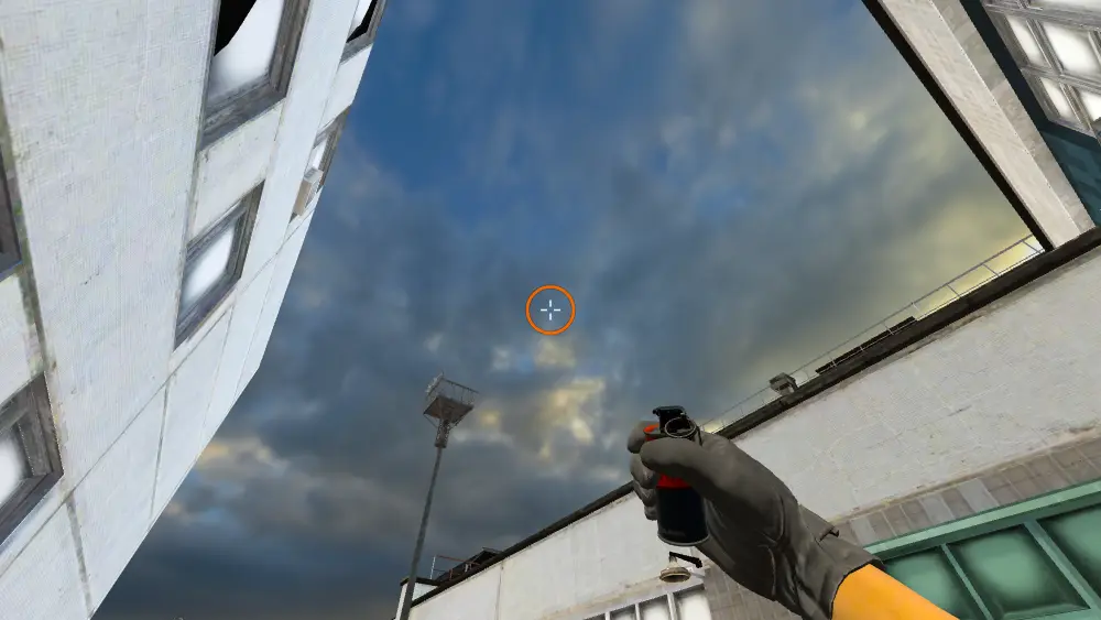 Standing on the Cache spot on Cache, the aim mark on the point this smoke is thrown at.