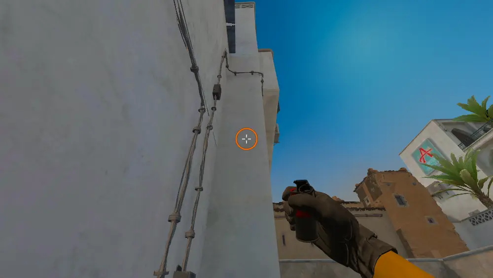 Standing on the CT Cross spot on Dust2, the aim mark on the point this flash is thrown at.