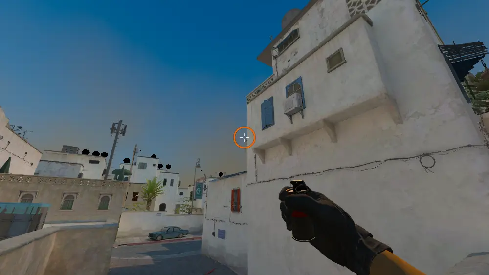 Standing on the A Short spot on Dust2, the aim mark on the point this smoke is thrown at.