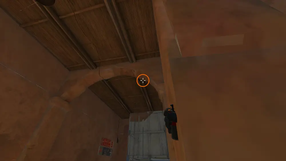 Standing on the Low Tunnel spot on Dust2, the aim mark on the point this flash is thrown at.