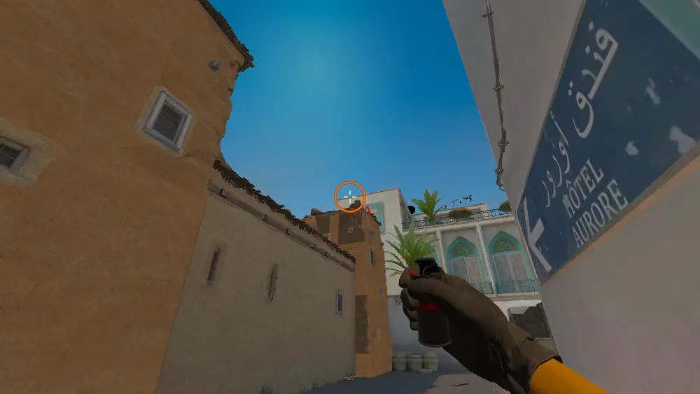 Standing on the Short spot on Dust2, the aim mark on the point this flash is thrown at.
