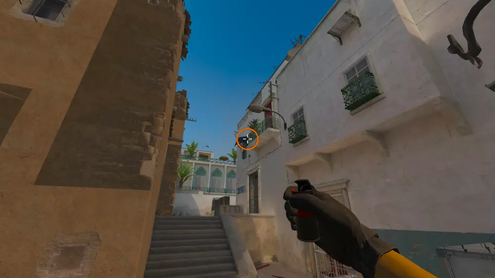 Standing on the A Short spot on Dust2, the aim mark on the point this smoke is thrown at.