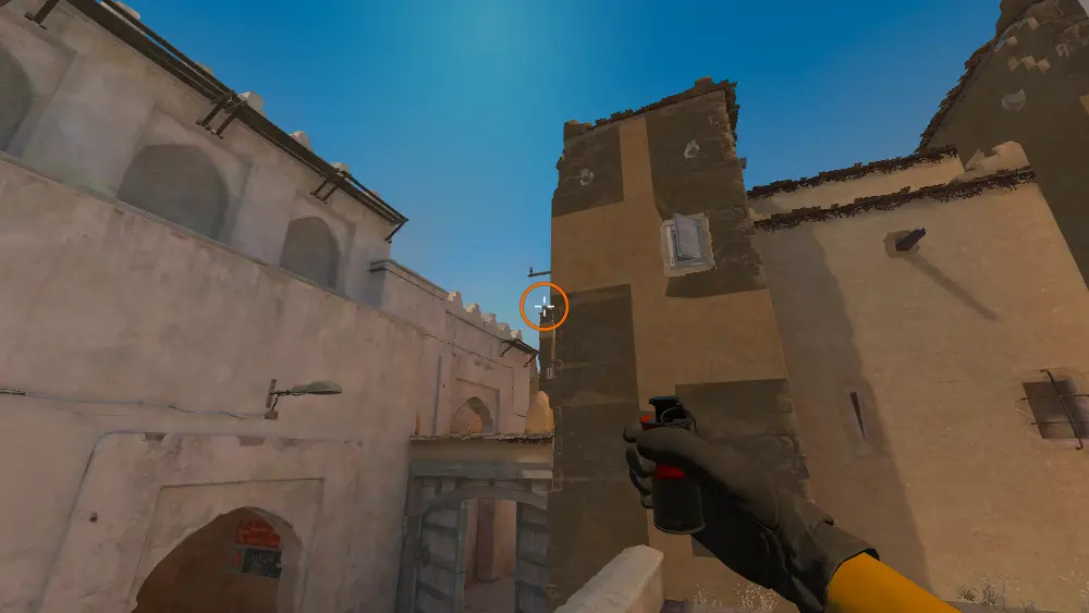 Standing on the Catwalk spot on Dust2, the aim mark on the point this smoke is thrown at.