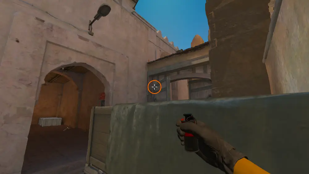 Standing on the Xbox spot on Dust2, the aim mark on the point this smoke is thrown at.