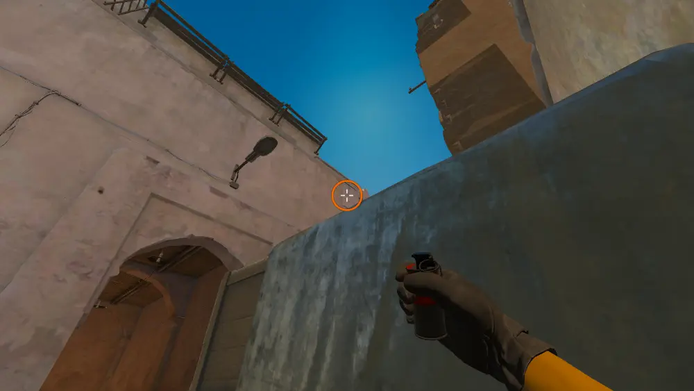 Standing on the Xbox spot on Dust2, the aim mark on the point this smoke is thrown at.