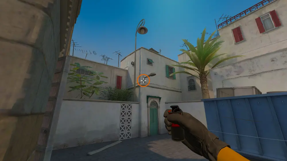 Standing on the Long spot on Dust2, the aim mark on the point this smoke is thrown at.