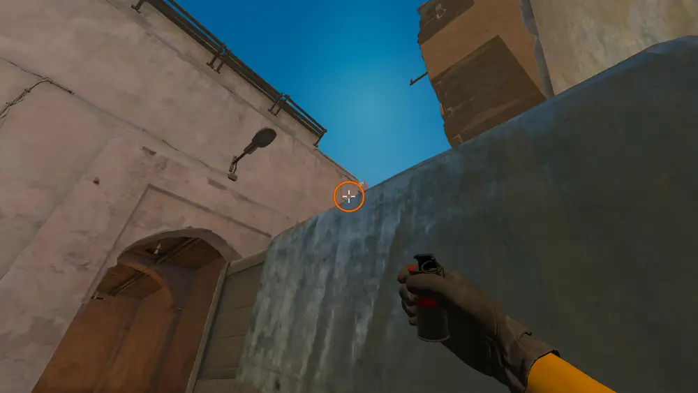 Standing on the Xbox spot on Dust2, the aim mark on the point this smoke is thrown at.