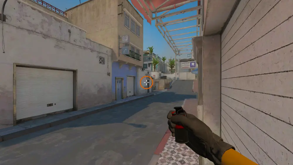Standing on the Long spot on Dust2, the aim mark on the point this molotov is thrown at.