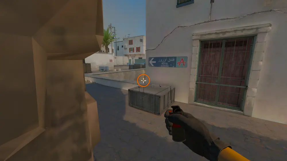 Standing on the Short spot on Dust2, the aim mark on the point this molotov is thrown at.