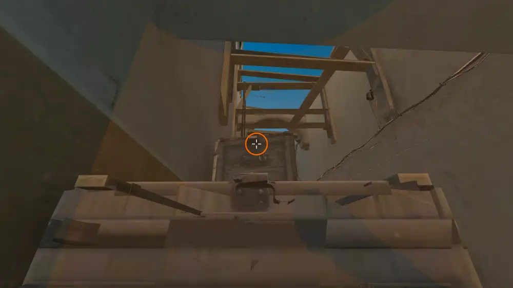 Standing on the Suicide spot on Dust2, the aim mark on the point this smoke is thrown at.