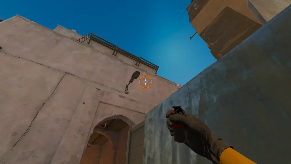 Standing on the Xbox spot on Dust2, the aim mark on the point this smoke is thrown at.