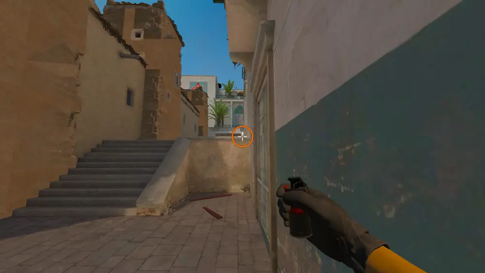 Standing on the Short spot on Dust2, the aim mark on the point this smoke is thrown at.