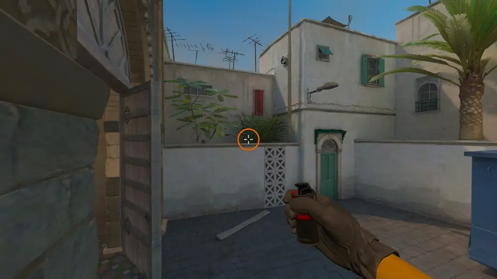 Standing on the Long spot on Dust2, the aim mark on the point this smoke is thrown at.