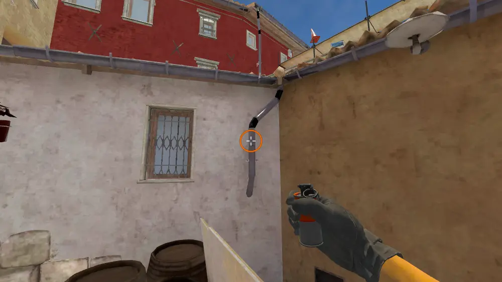 Standing on the Car spot on Inferno, the aim mark on the point this molotov is thrown at.