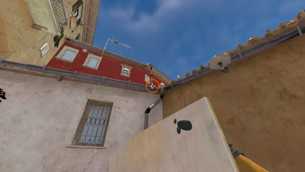 Standing on the Car spot on Inferno, the aim mark on the point this molotov is thrown at.