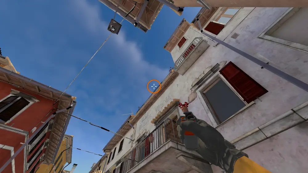 Standing on the Alt Mid spot on Inferno, the aim mark on the point this smoke is thrown at.