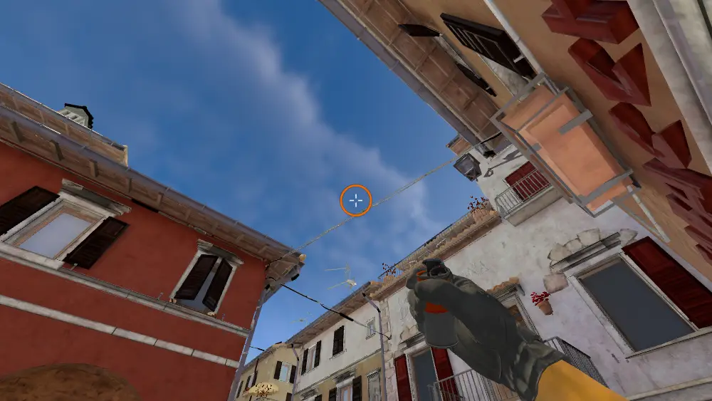 Standing on the Alt Mid spot on Inferno, the aim mark on the point this smoke is thrown at.