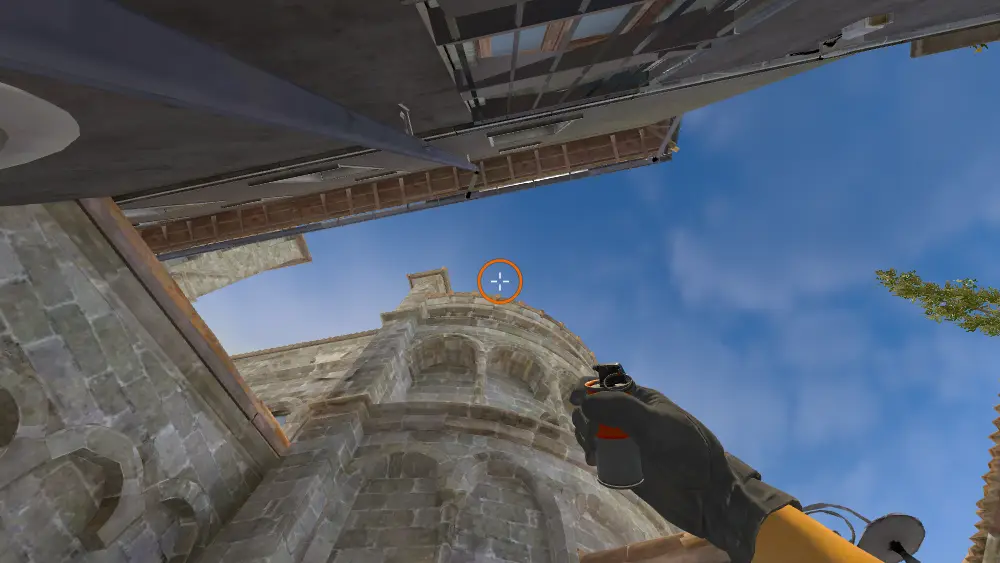 Standing on the Garden spot on Inferno, the aim mark on the point this smoke is thrown at.