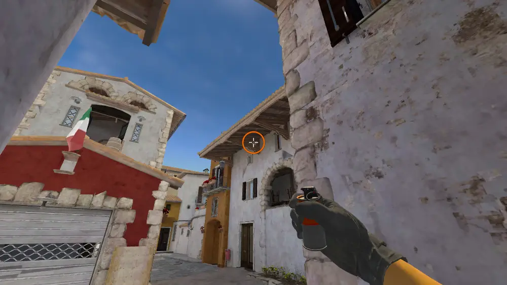 Standing on the Moto spot on Inferno, the aim mark on the point this smoke is thrown at.