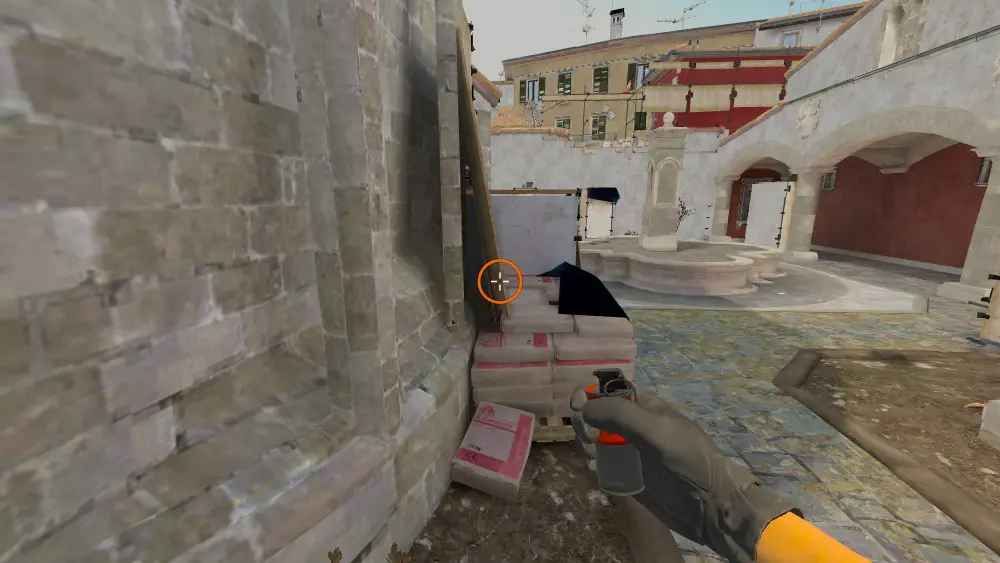 Standing on the Coffins spot on Inferno, the aim mark on the point this flash is thrown at.