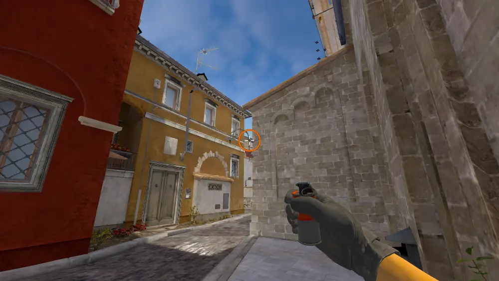 Standing on the CT spot on Inferno, the aim mark on the point this smoke is thrown at.
