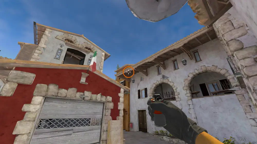 Standing on the Moto spot on Inferno, the aim mark on the point this smoke is thrown at.