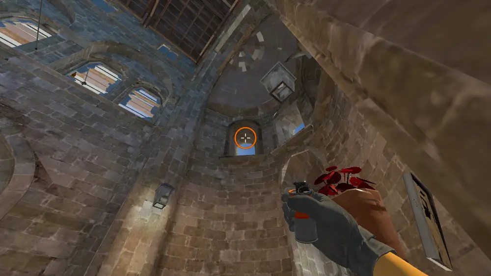 Standing on the Church spot on Inferno, the aim mark on the point this molotov is thrown at.