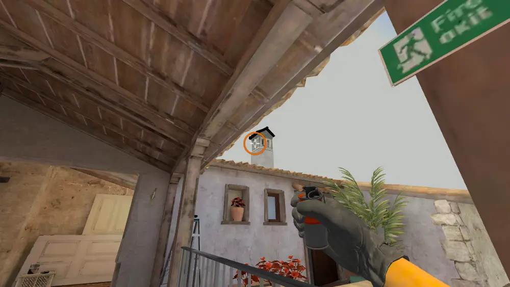 Standing on the Apts spot on Inferno, the aim mark on the point this flash is thrown at.