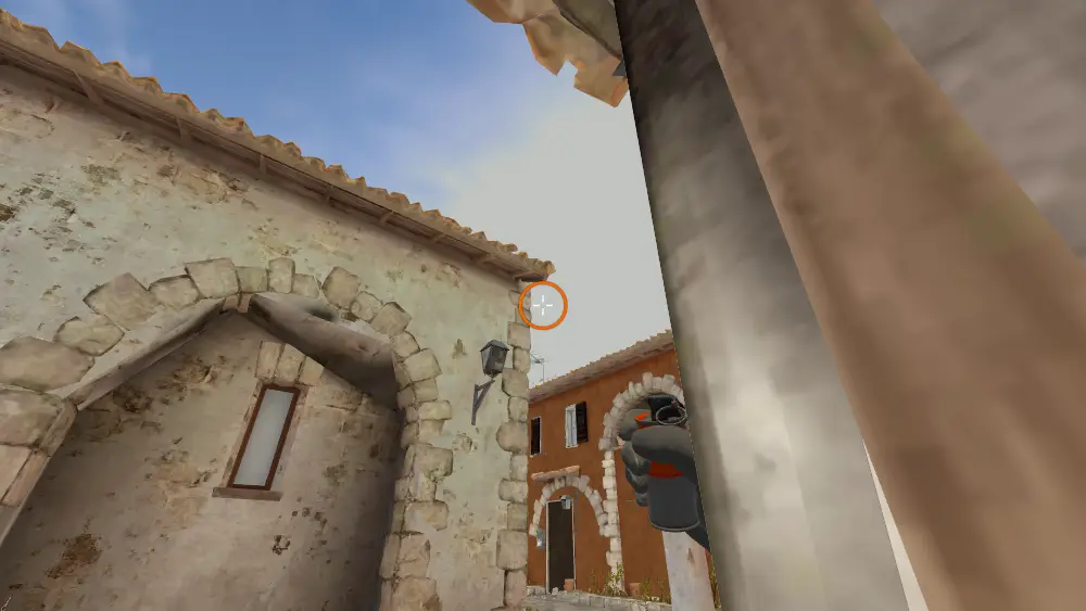 Standing on the Boiler spot on Inferno, the aim mark on the point this molotov is thrown at.