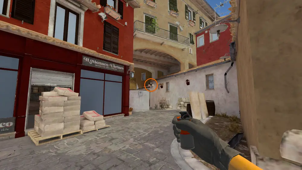 Standing on the Top Banana spot on Inferno, the aim mark on the point this molotov is thrown at.