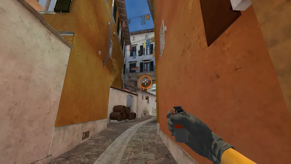 Standing on the Bottom Banana spot on Inferno, the aim mark on the point this molotov is thrown at.