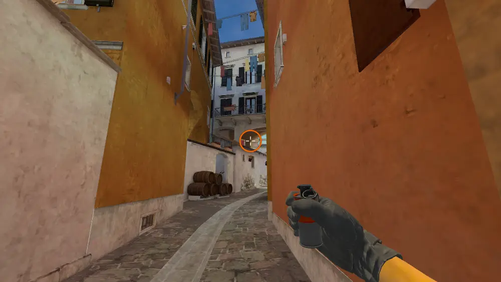 Standing on the T Ramp spot on Inferno, the aim mark on the point this molotov is thrown at.