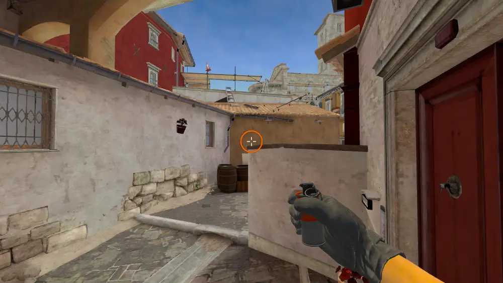 Standing on the Banana spot on Inferno, the aim mark on the point this smoke is thrown at.