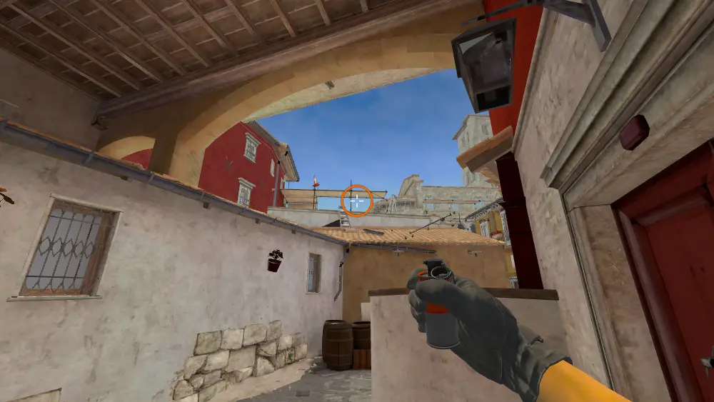 Standing on the Banana spot on Inferno, the aim mark on the point this smoke is thrown at.