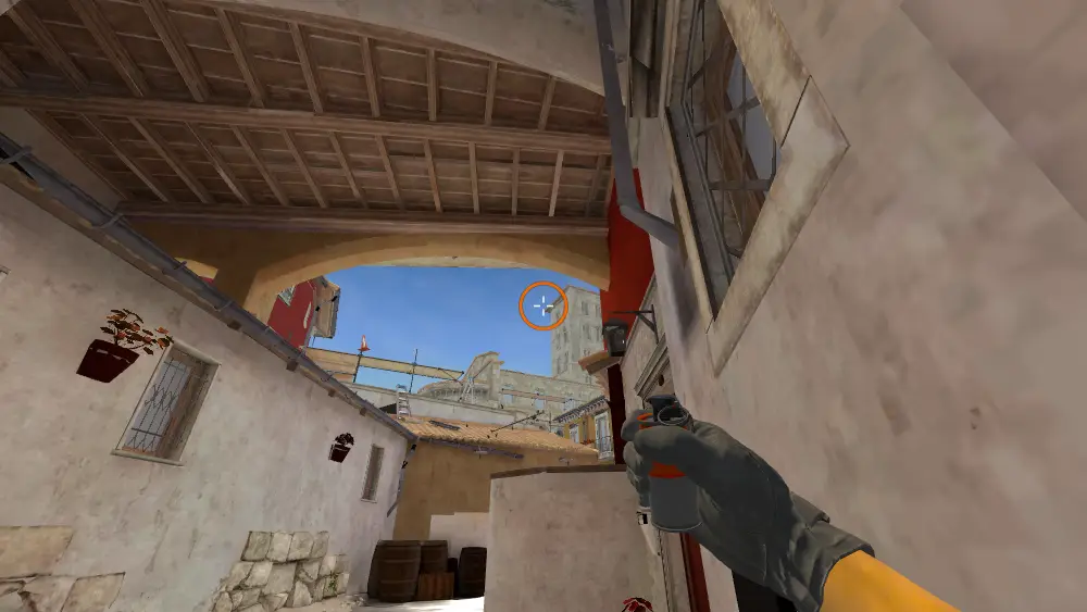 Standing on the Banana spot on Inferno, the aim mark on the point this smoke is thrown at.