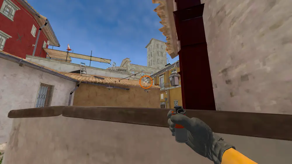 Standing on the Half Wall spot on Inferno, the aim mark on the point this smoke is thrown at.