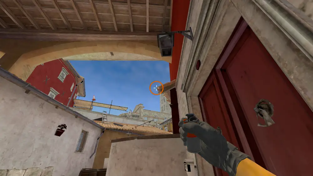 Standing on the Banana spot on Inferno, the aim mark on the point this smoke is thrown at.