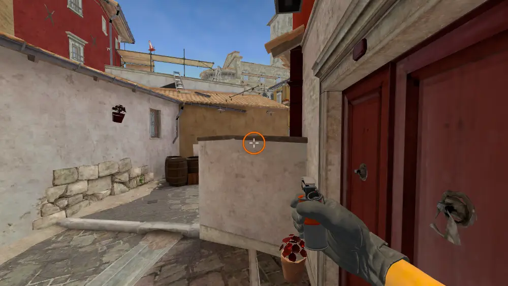 Standing on the Banana spot on Inferno, the aim mark on the point this smoke is thrown at.