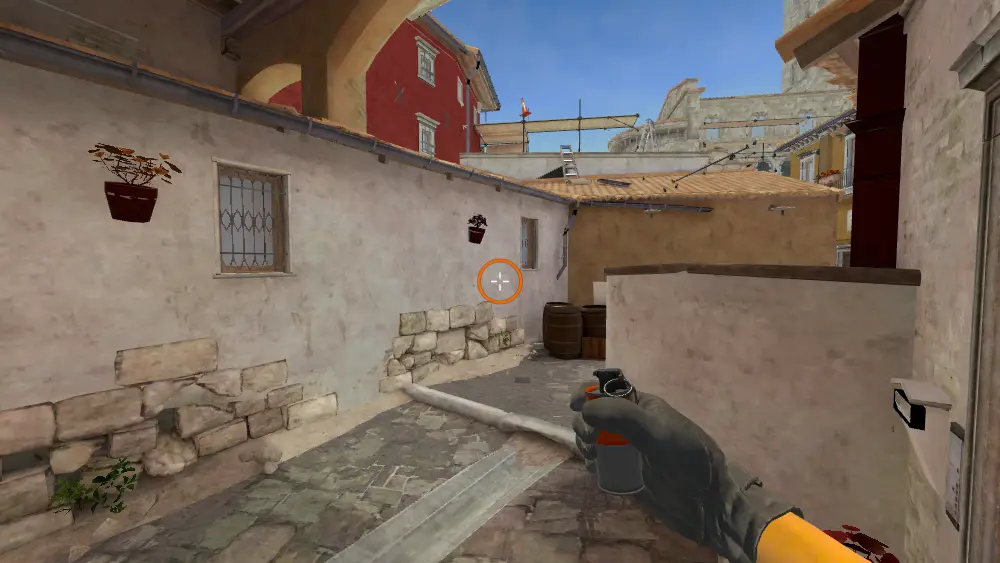 Standing on the Banana spot on Inferno, the aim mark on the point this molotov is thrown at.